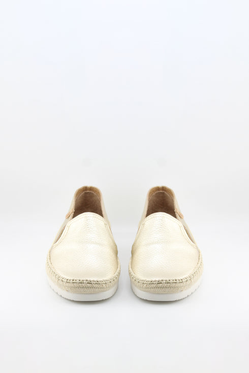 Verbenas Pebbled Leather Slip-On Espadrilles